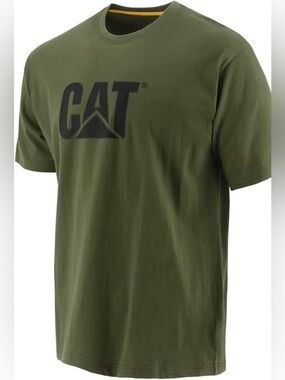 CAT Short-Sleeve Logo Tee in Olive Green size medium